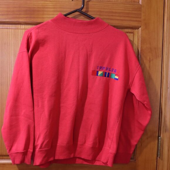 Inpulse Vintage Red Embroidered Pullover Sweatshirt Medium - Picture 2 of 9